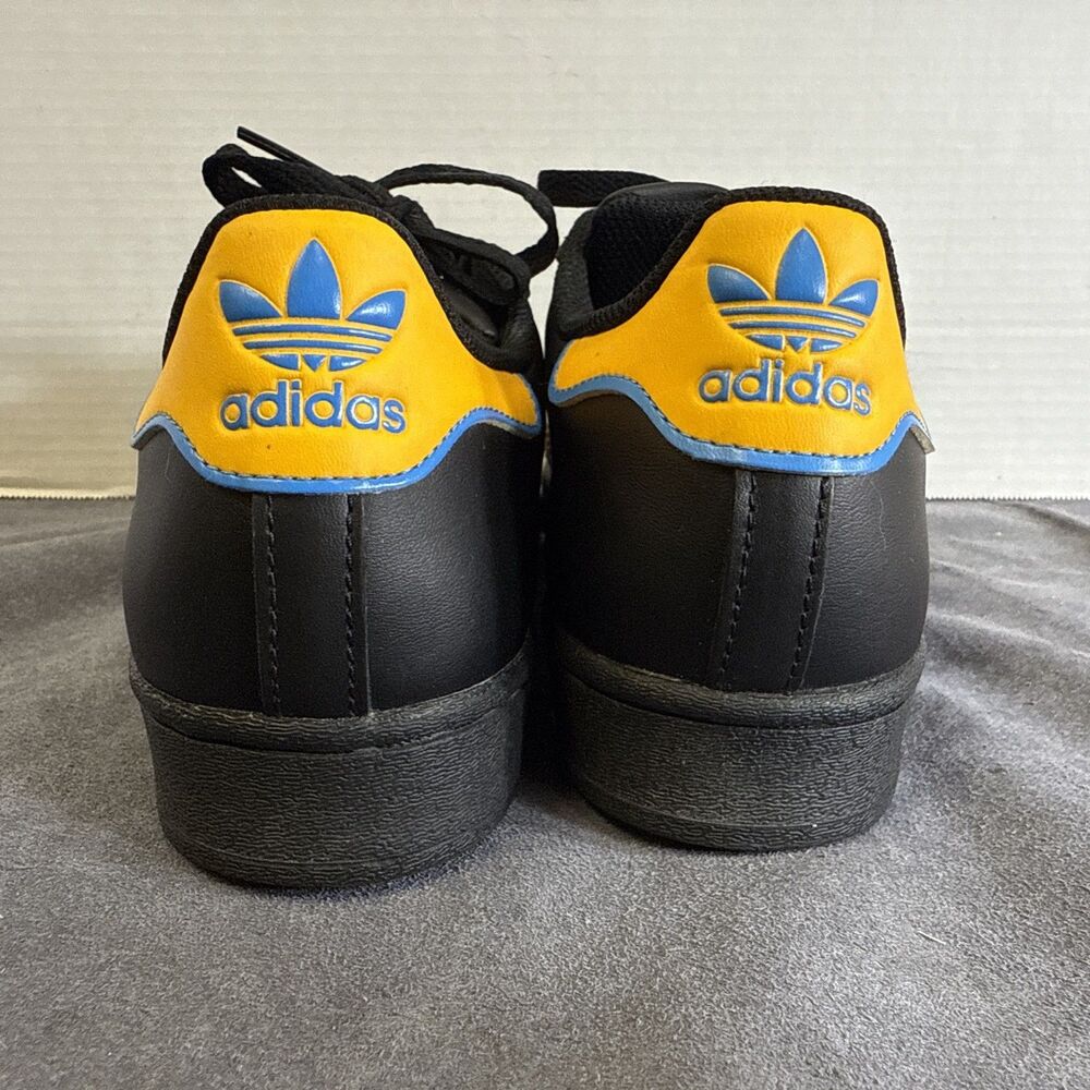 Adidas Superstar Mens Size 7 Black Gold Blue Athletic Lifestyle Shoes Sneakers - Picture 7 of 13
